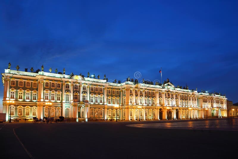 Palace Square, Hermitage museum in evening