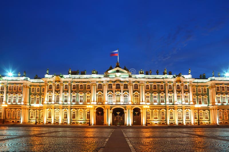 Palace Square, Hermitage museum in evening