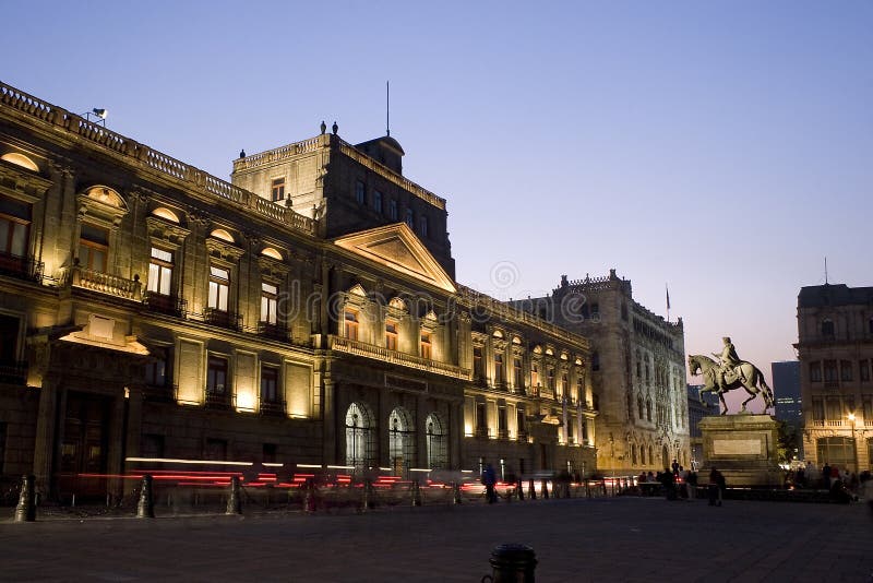 Palace of Mines, masterpiece of Latin American neoclassicism, is situated in downtown Mexico City. On the right side the equestrian sculpture statue of Charles IV, better known as El Caballito. Mining Palace and the statue are works of Manuel Tolsa renowned architect of the colonial era. Palace of Mines, masterpiece of Latin American neoclassicism, is situated in downtown Mexico City. On the right side the equestrian sculpture statue of Charles IV, better known as El Caballito. Mining Palace and the statue are works of Manuel Tolsa renowned architect of the colonial era.