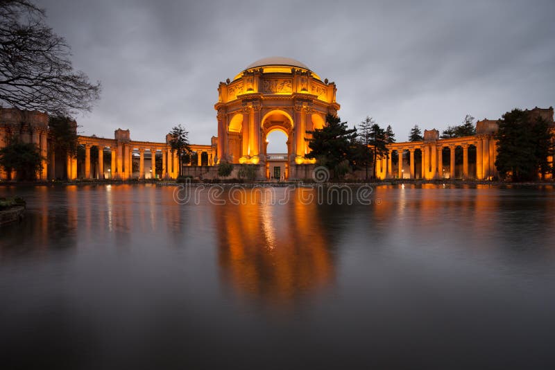 Palace of Fine Arts Museum at on a cloudy night in San Francisco. Palace of Fine Arts Museum at on a cloudy night in San Francisco.