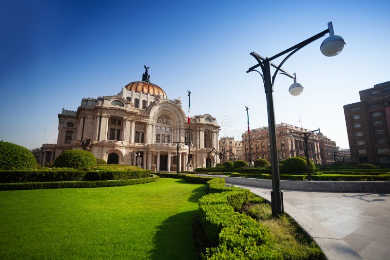 Palace of fine arts in Mexico city capital downtown in the morning. Palace of fine arts in Mexico city capital downtown in the morning