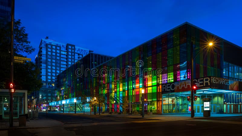 the Palais des congrÃ¨s de Montreal in the early morning.