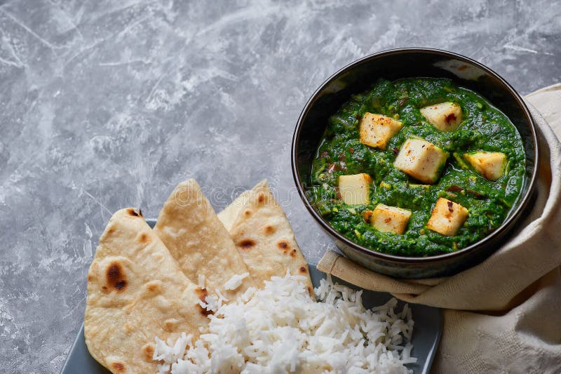 Palak Paneer at Grey Concrete Background Stock Image - Image of cuisine ...