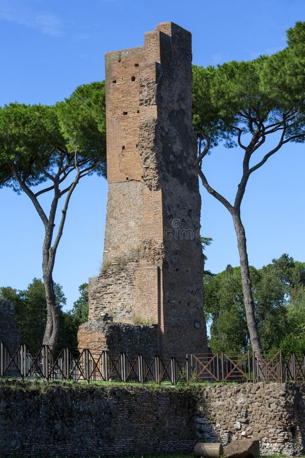 Palatine Hill, view of the ruins of several important ancient  buildings, Rome, Italy royalty free stock photography