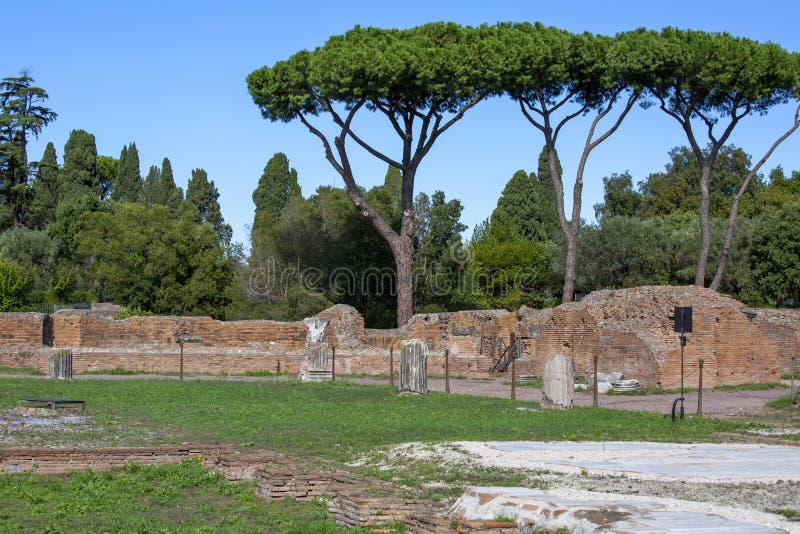 Palatine Hill, view of the ruins of several important ancient  buildings, Rome, Italy royalty free stock photo