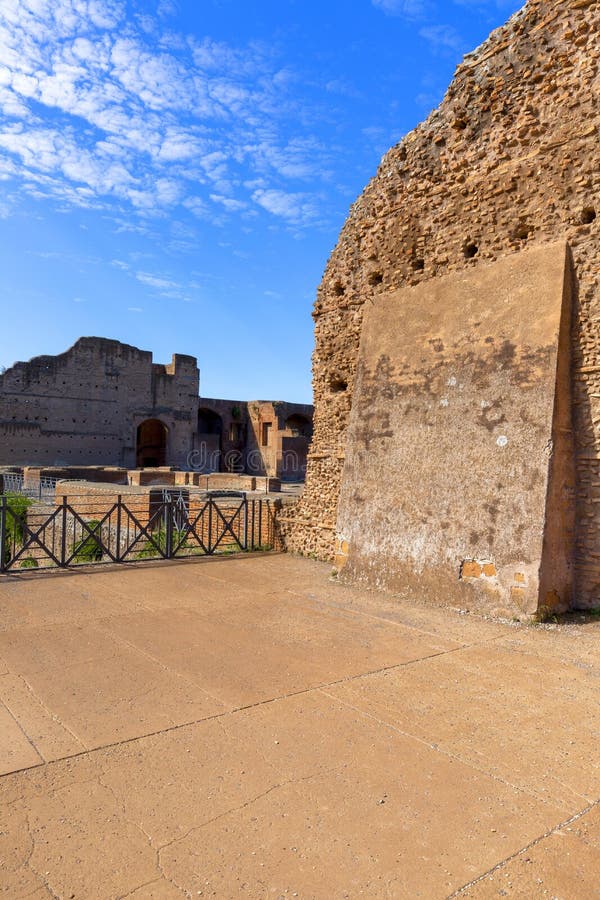 Palatine Hill, view of the ruins of several important ancient  buildings, Rome, Italy royalty free stock photos