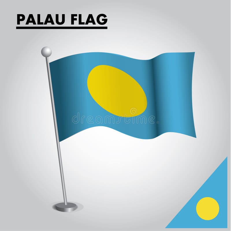 PALAU-Flagge Staatsflagge von PALAU auf einem Pfosten vektor abbildung PALAU-Flagge Staatsflagge von PALAU auf einem Pfosten vektor abbildung
