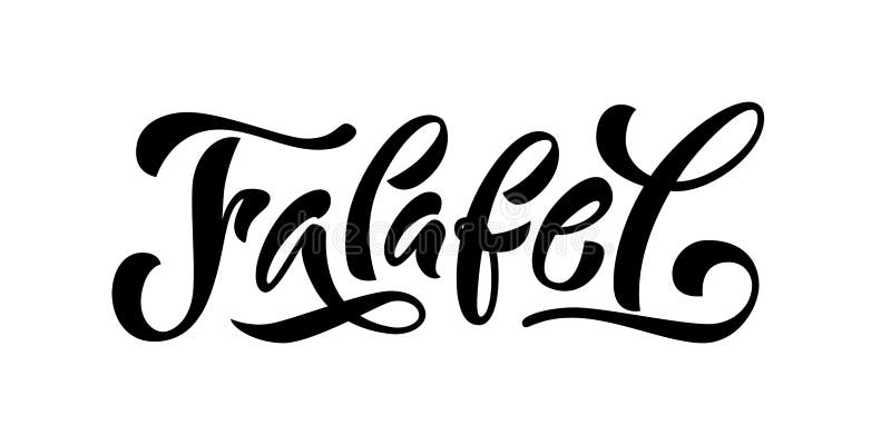 Palavra do Falafel Logotipo tirado m?o do texto Ilustra??o do vetor para o mercado do alimento da rua do falafel ilustração stock Palavra do Falafel Logotipo tirado m?o do texto Ilustra??o do vetor para o mercado do alimento da rua do falafel ilustração stock