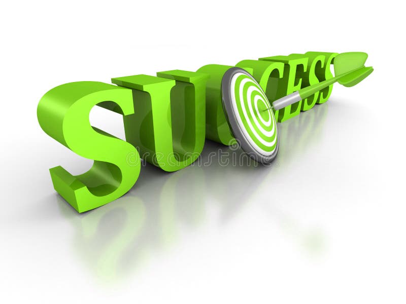 SUCESSO palavra com dardo verde no centro do alvo ilustração stock