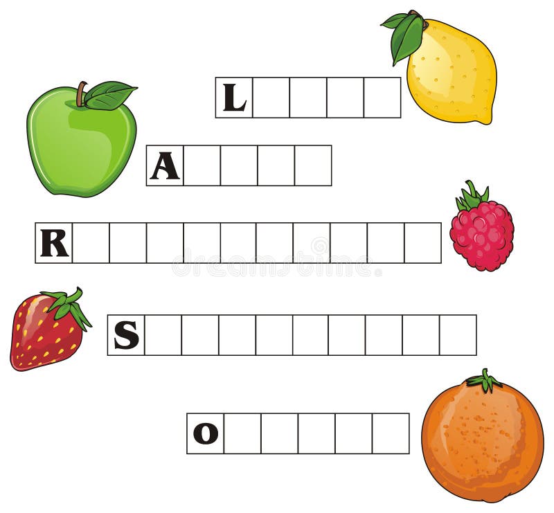 jogo de palavras cruzadas com frutas. página educacional para crianças -  palavras em inglês 4569765 Vetor no Vecteezy