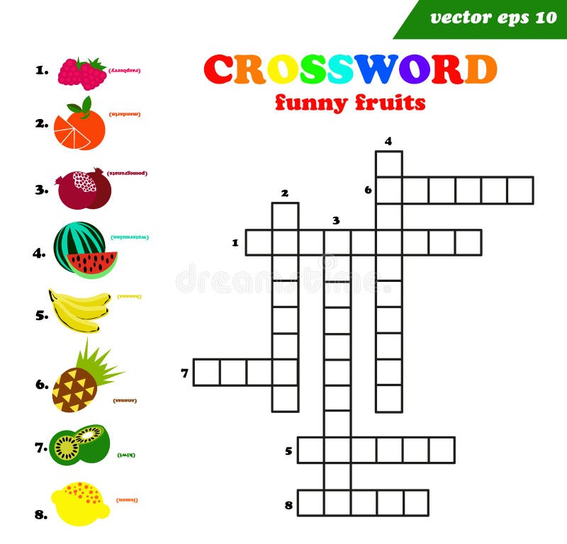 jogo de palavras cruzadas com frutas. página educacional para crianças -  palavras em inglês 4569765 Vetor no Vecteezy