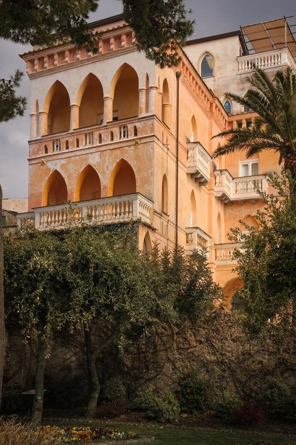 Palazzo Avino. Ravello. Campania. Italy. Palazzo Avino viewed from Giardini Principessa di Piemonte. Ravello. Campania. Salerno. Italy royalty free stock photos Palazzo Avino. Ravello. Campania. Italy. Palazzo Avino viewed from Giardini Principessa di Piemonte. Ravello. Campania. Salerno. Italy royalty free stock photos