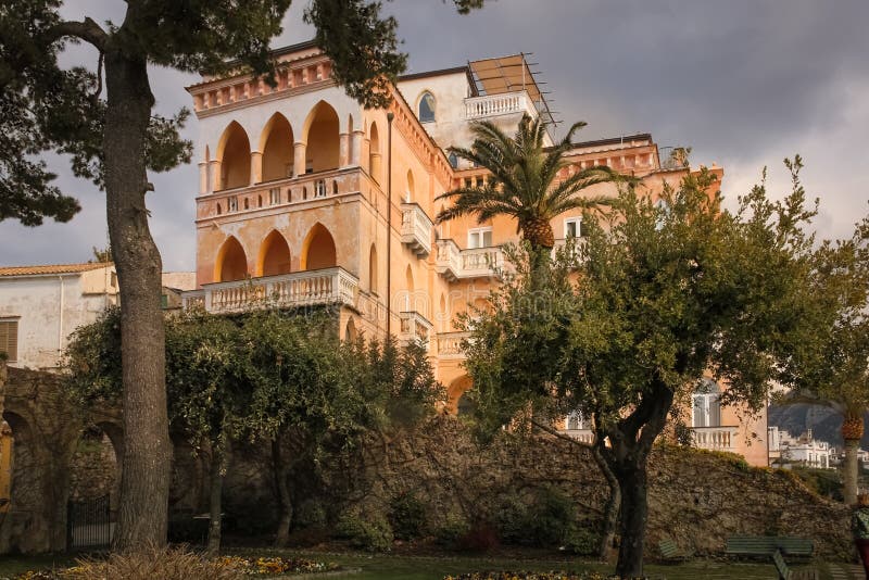 Palazzo Avino. Ravello. Campania. Italy. Palazzo Avino viewed from Giardini Principessa di Piemonte. Ravello. Campania. Salerno. Italy stock photo Palazzo Avino. Ravello. Campania. Italy. Palazzo Avino viewed from Giardini Principessa di Piemonte. Ravello. Campania. Salerno. Italy stock photo