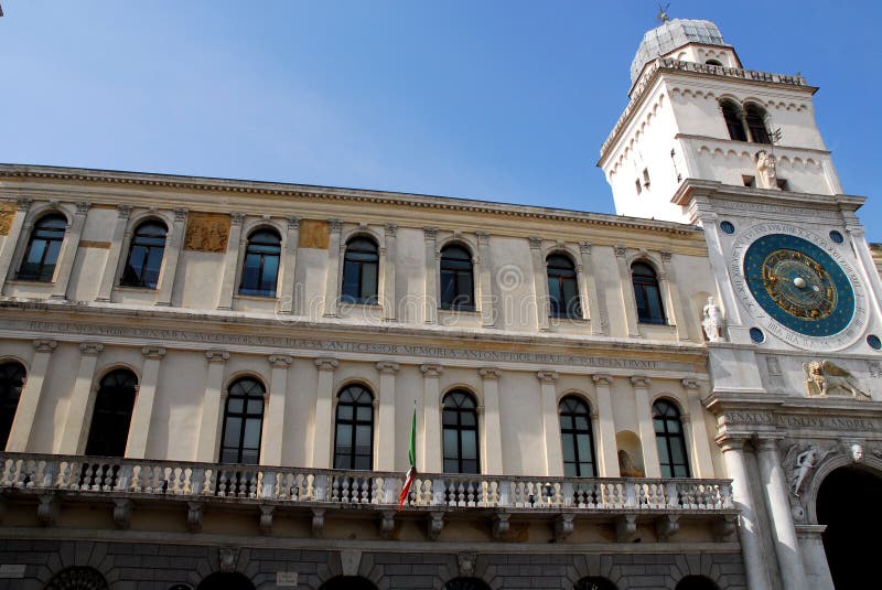 Palazzo Camerlenghi and beautiful Padua clock tower in Veneto (Italy)