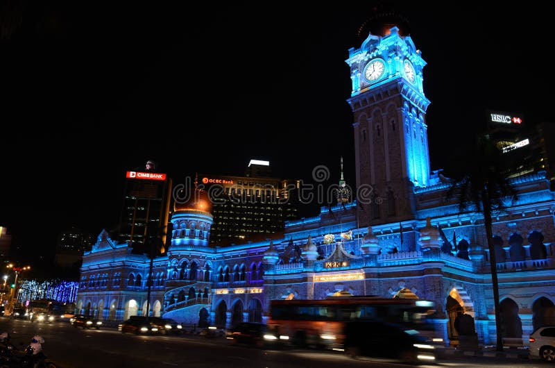 Palazzo Sultan Abdul Samad di notte immagini stock libere da diritti