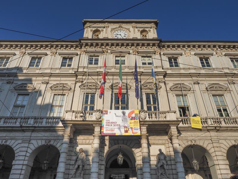 Palazzo di Citta in Turin editorial photography. Image of italia ...