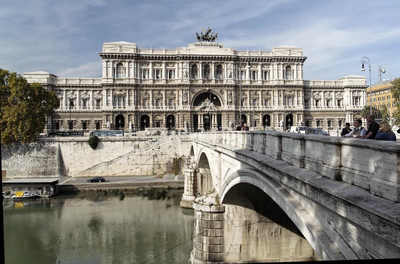 Bridge Umberto I and Palazo di Giustizia in Rome over the Tevere River. Bridge Umberto I and Palazo di Giustizia in Rome over the Tevere River.