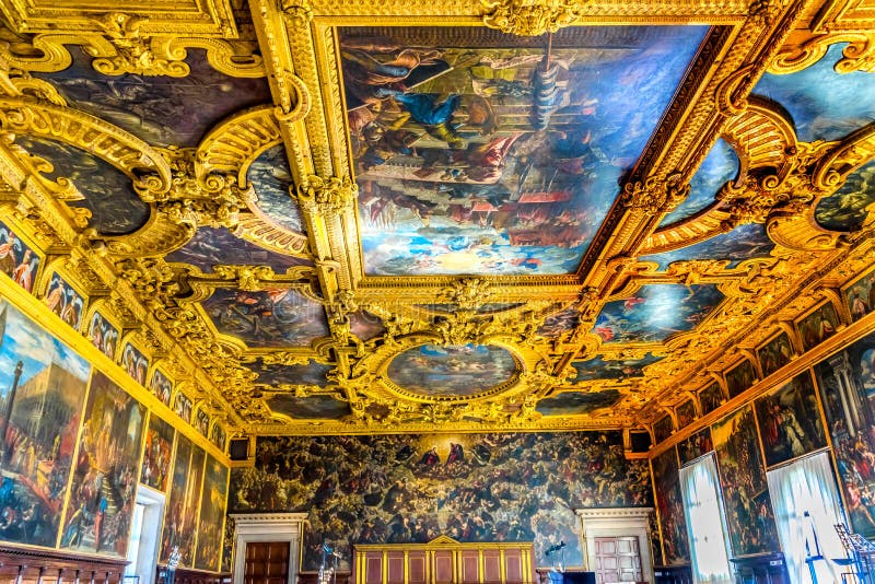 Palazzo ducale Venezia Italia di Palazzo Ducale del grande Consiglio del soffitto fotografia stock Palazzo ducale Venezia Italia di Palazzo Ducale del grande Consiglio del soffitto fotografia stock