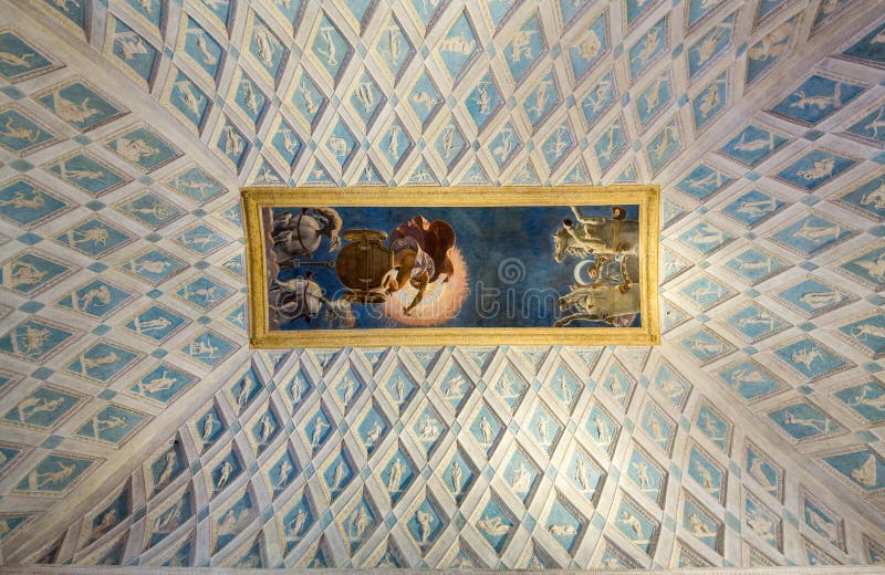 Palazzo Te in Mantua. Is a major tourist attraction. The ceiling frescoes are the most remarkable feature if the palace, built in the mannerist architectural royalty free stock photo Palazzo Te in Mantua. Is a major tourist attraction. The ceiling frescoes are the most remarkable feature if the palace, built in the mannerist architectural royalty free stock photo