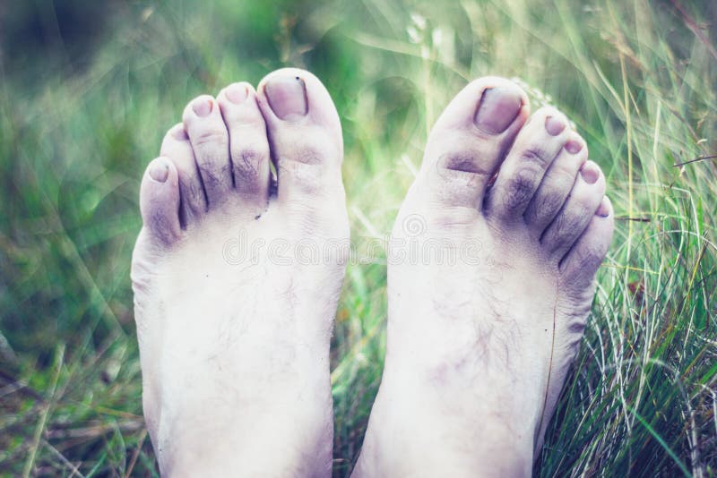 The Pale and Frozen Feet of a Young Man Stock Image Image of grass, cold 33739109