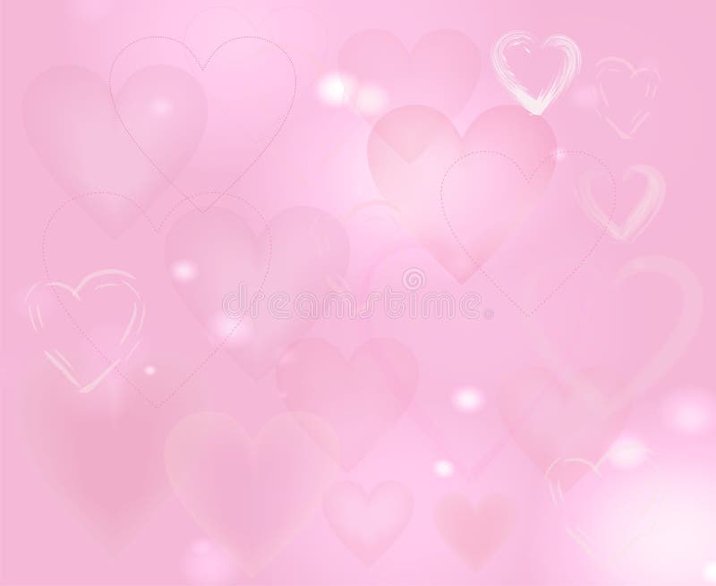 Pale Pink Background With Hearts And Blur Stock Illustration Illustration Of Delicate Love 8565
