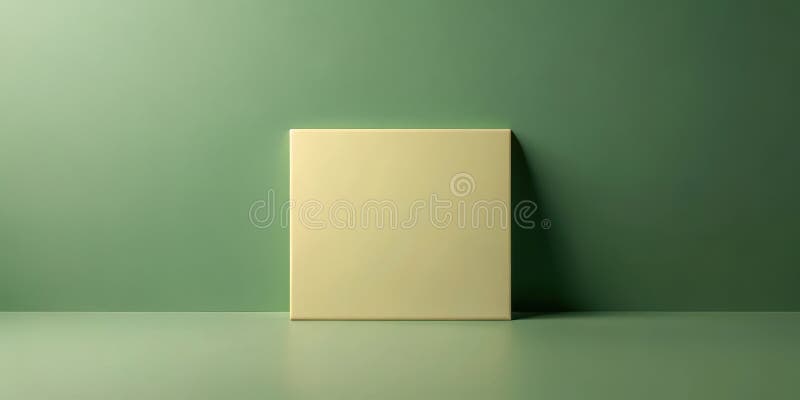 Pale yellow square on sage green background mockup. Generative AI vector illustration