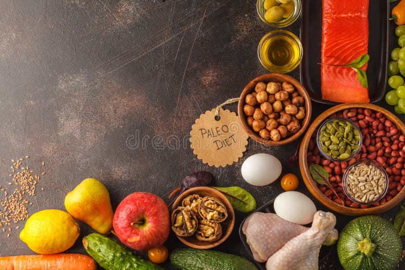 Paleo diet concept. Balanced food frame background. Copy space, royalty free stock photos Paleo diet concept. Balanced food frame background. Copy space, royalty free stock photos