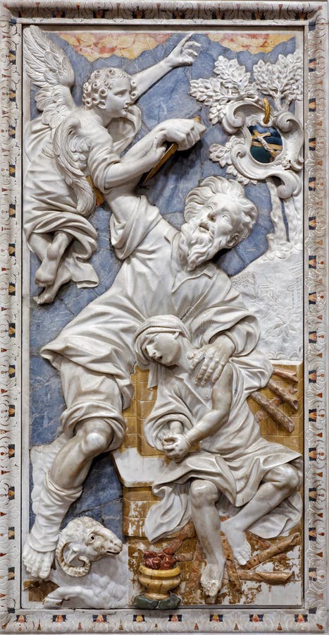 Palermo - Baroque relief of Abrahams proof in church Chiesa di Santa Caterina