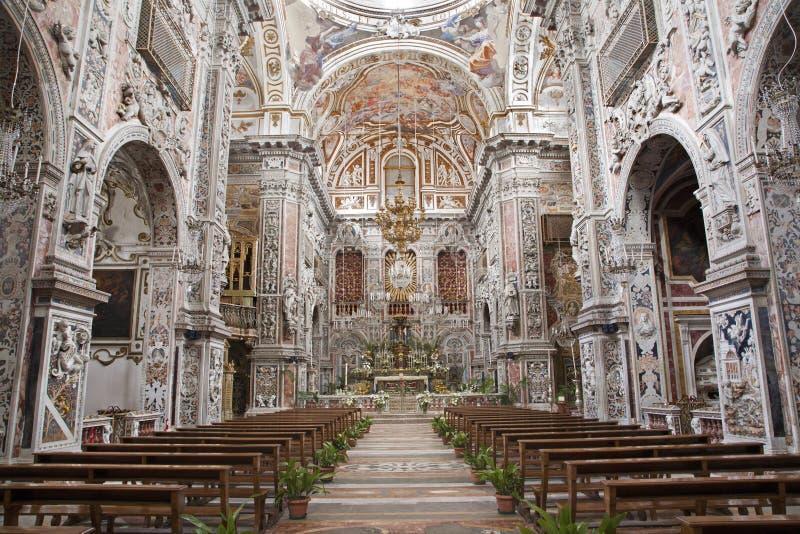 Palermo - di barroco Santa Caterina de Chiesa da igreja imagem de stock Palermo - di barroco Santa Caterina de Chiesa da igreja imagem de stock