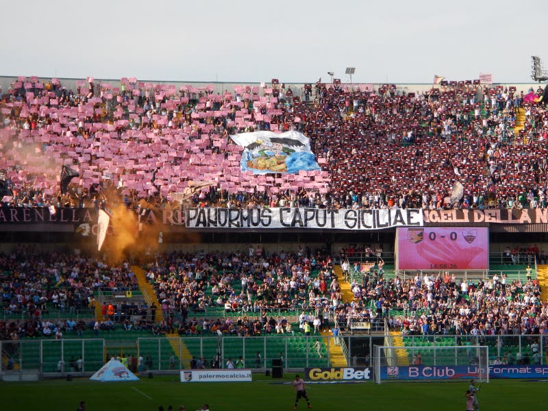 Fans of Palermo Football Club show their colors on game day, Palermo Stock  Photo - Alamy