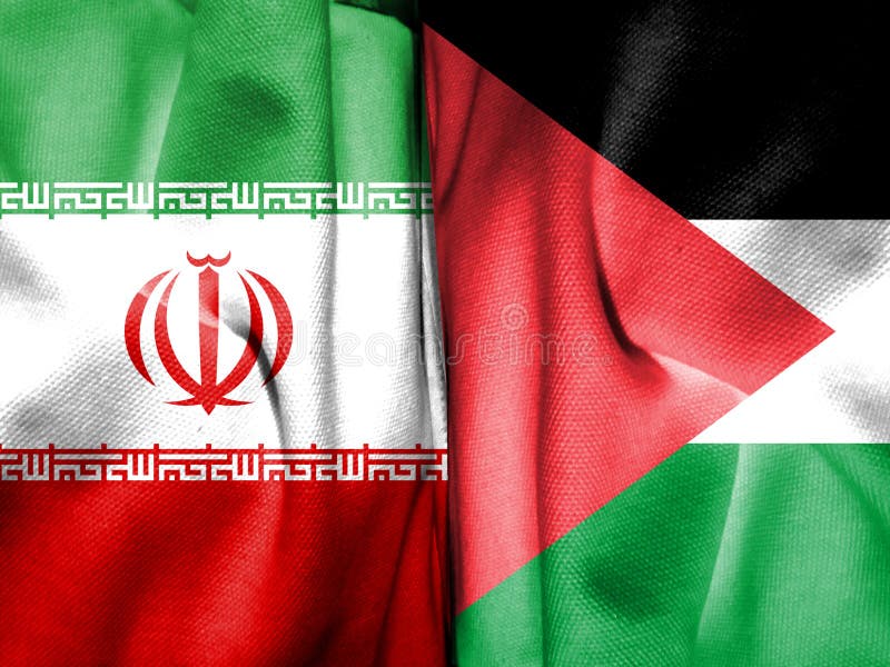 Palestinian and Iranian flags. Describes Iran's support for the Palestinian war against Israel. Basemap and background concept. double exposure hologram. Palestinian and Iranian flags. Describes Iran's support for the Palestinian war against Israel. Basemap and background concept. double exposure hologram