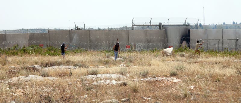 Palestinian Demonstration by the Wall of Seperation