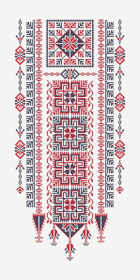 Palestinian Tatreez Roses and Arrows Cross Stitch Pattern 