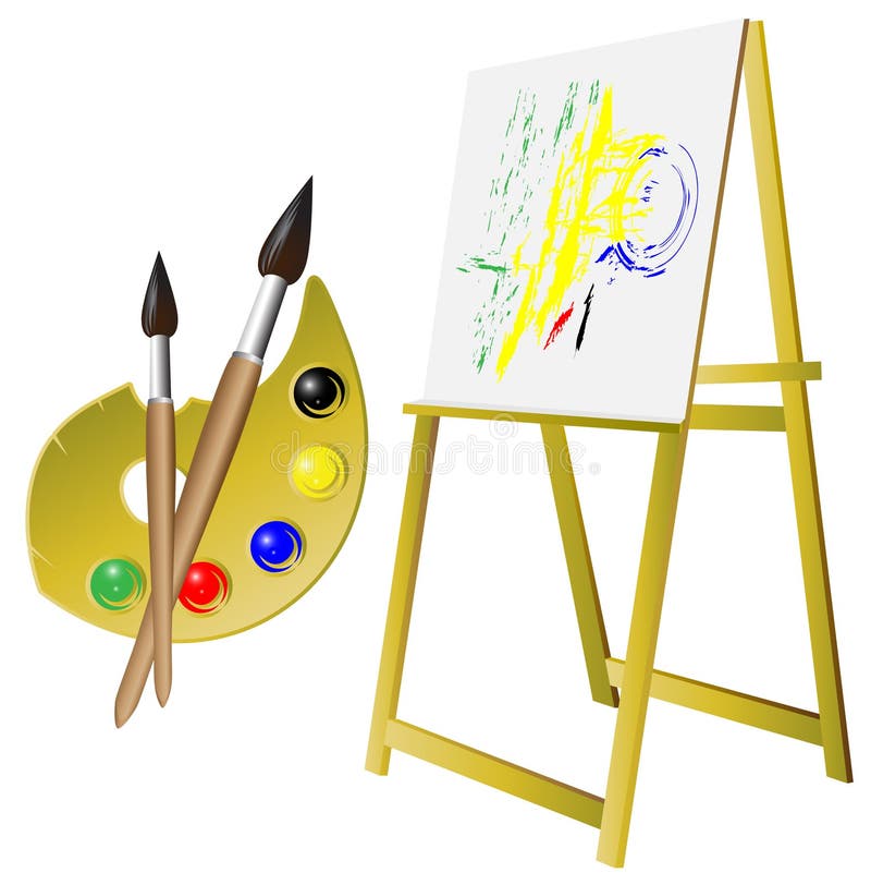 Realistic Art Supplies Set Art Materials Artist Accessories Easel Canvas  Tablet Pastel Paint In Tubes Watercolor Palette And Brush Vector Objects  For Drawing Painting Stock Illustration - Download Image Now - iStock