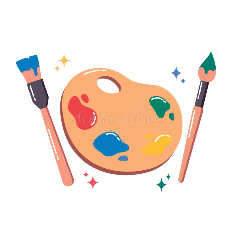 Palette Painting and Paintbrush. Artist Symbol Vector Illustration ...