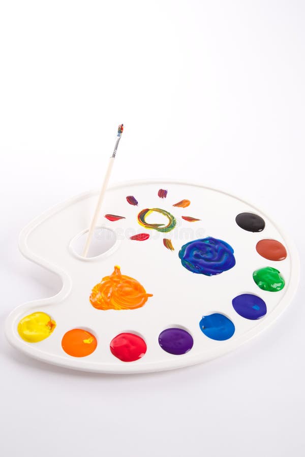 Painting Palette With Dried Colors Stock Photo Image of brown, shape