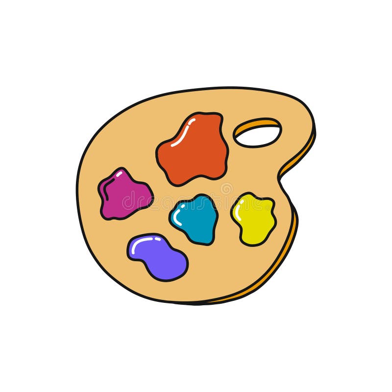 Paint Palette Doodle Icon, Vector Color Line Illustration Stock Vector