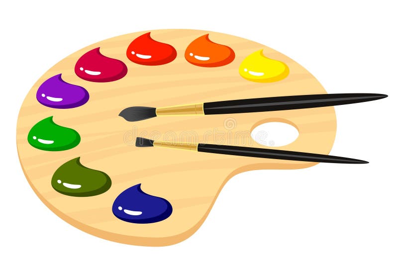 3d Détaillé Réaliste Art Palette En Bois Avec Les Peintures Et La Brosse  Vecteur Illustration de Vecteur - Illustration du palette, concept:  105677206