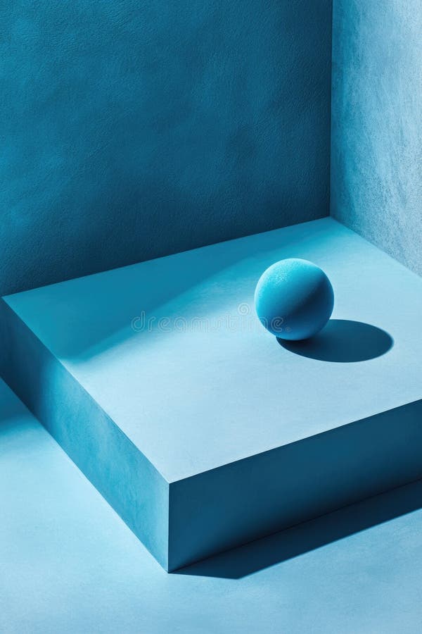 Palla blu sulla piattaforma bianca immagine stock libera da diritti