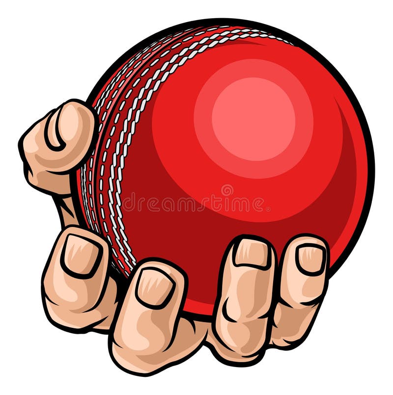 Palla da cricket della tenuta della mano illustrazione vettoriale