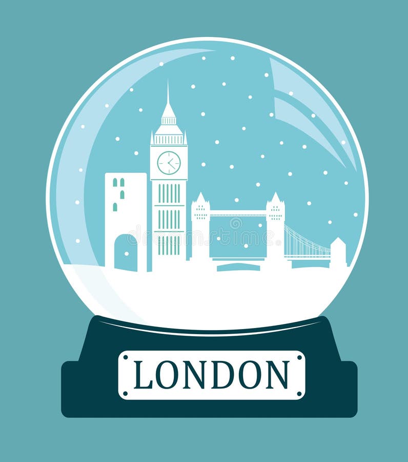 Palla di vetro di natale di Londra illustrazione di stock Palla di vetro di natale di Londra illustrazione di stock