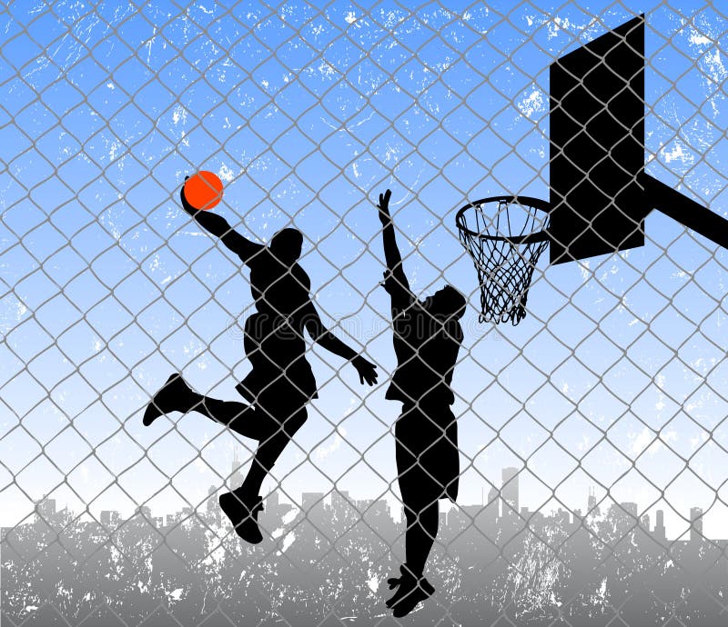 Pallacanestro nella via illustrazione vettoriale Pallacanestro nella via illustrazione vettoriale
