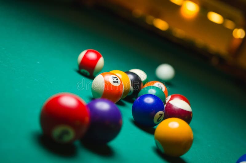 Billiard balls in a pool table. game. Billiard balls in a pool table. game