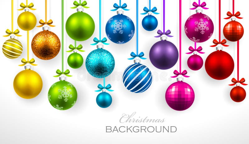 Palle di Natale con il nastro e gli archi illustrazione vettoriale Palle di Natale con il nastro e gli archi illustrazione vettoriale