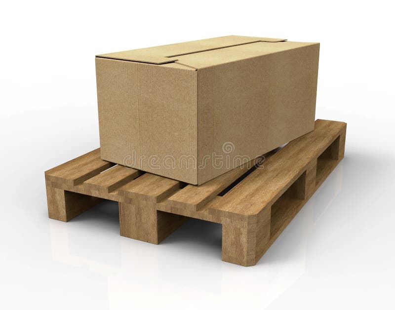 Pallet Isolated on White with Carton Boxes Stock Illustration