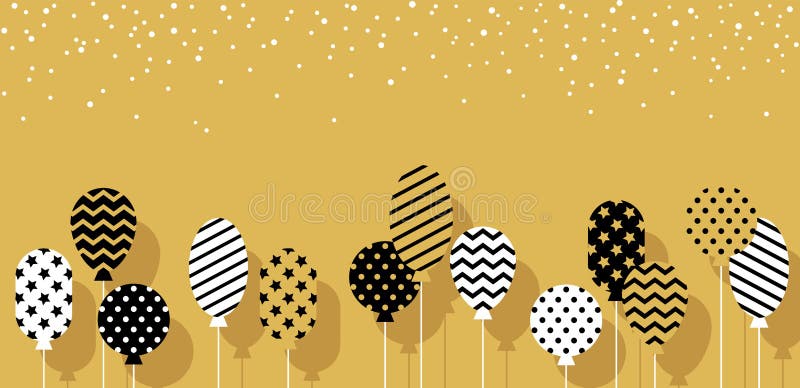Palloncini in bianco nero di colore dorato illustrazione di stock