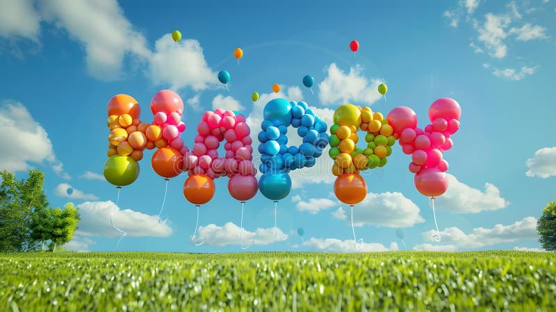 Palloncini felici nel parco. questa è un'immagine generativa. l'immagine è stata creata con intelligenza artificiale.