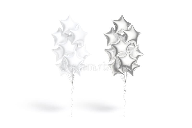 Palloncino bianco e a stella d'argento bouquet vista anteriore di messa a fuoco royalty illustrazione gratis