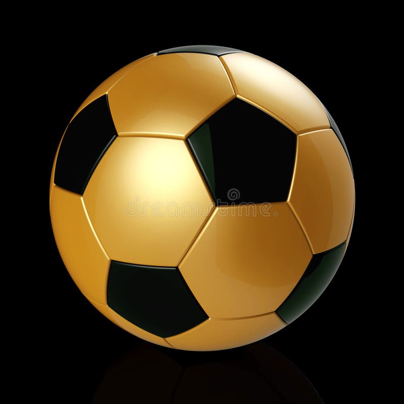 Pallone da calcio dell'oro su fondo nero illustrazione di stock Pallone da calcio dell'oro su fondo nero illustrazione di stock
