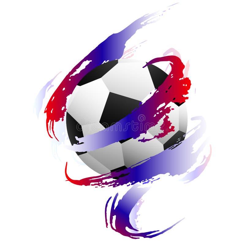 Pallone da calcio dentro le sbavature della pittura con la bandiera della stampa della Russia royalty illustrazione gratis Pallone da calcio dentro le sbavature della pittura con la bandiera della stampa della Russia royalty illustrazione gratis
